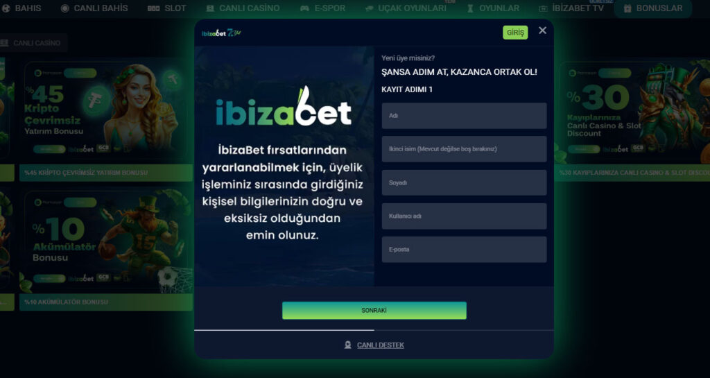 İbizabet kayıt